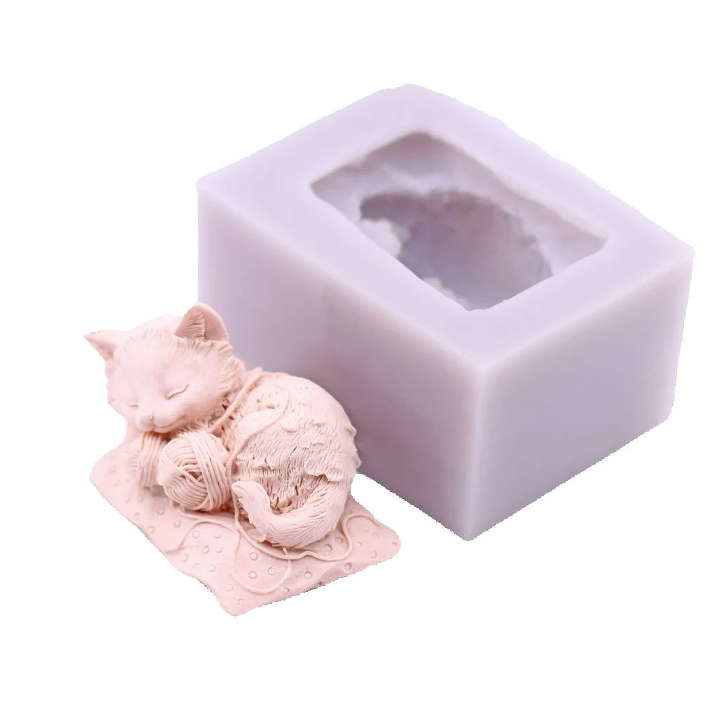 Candle Making Yarn - 3D 猫糸ボールで遊ぶシリコンモールドチョコレートキャンディケーキベーキング DIY キャンドル作り家の装飾クラフトツール