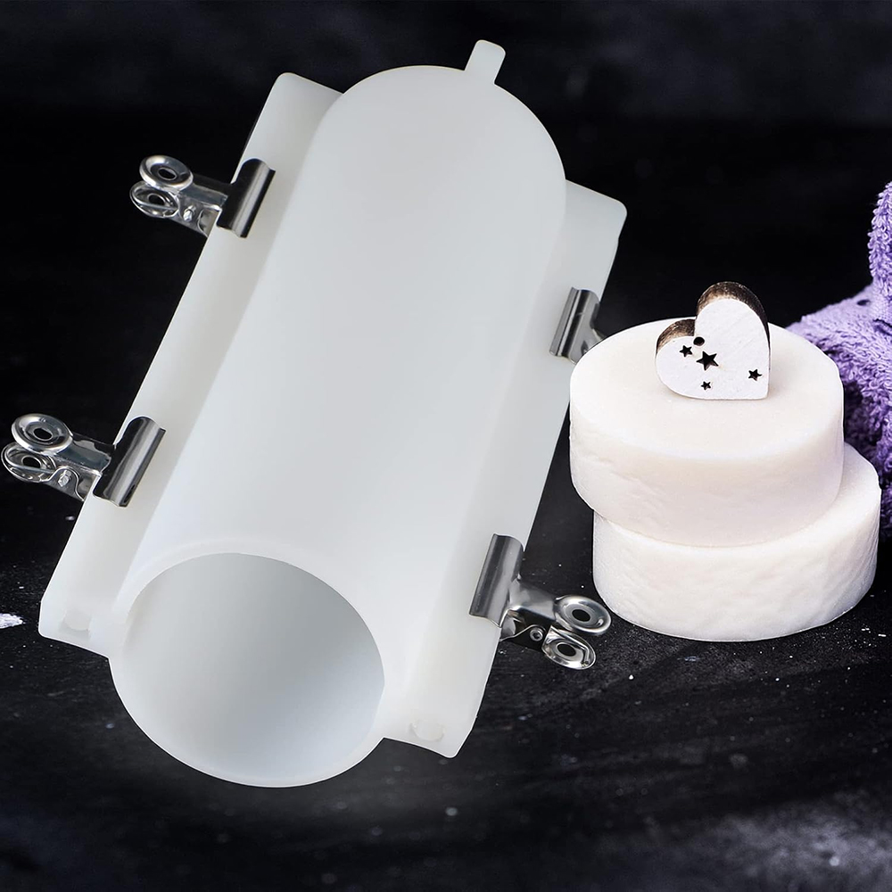Candle Making Factory - 大きな円筒形石鹸型（クリップ付き）、1000mlシリコン製円柱型、DIY石鹸、手作りキャンドル用石鹸製造用品