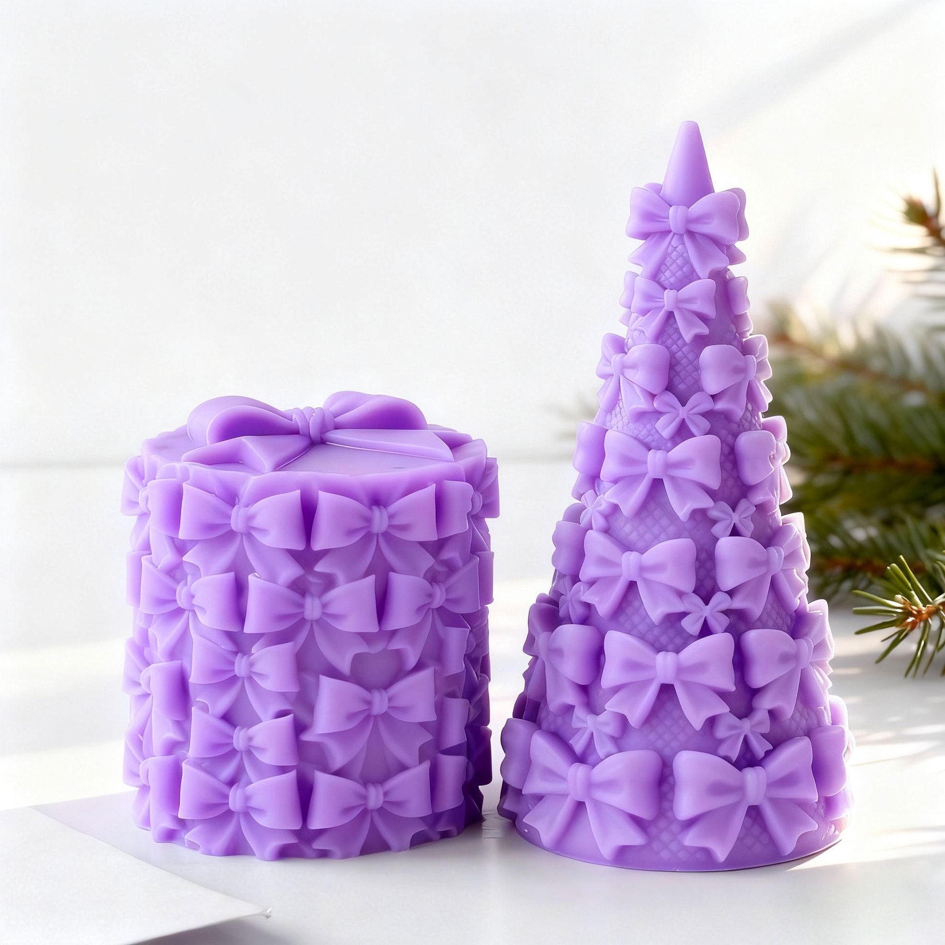 Xmas Candle Making - 3D 蝶ネクタイ クリスマスツリー ギフトボックス シリコーン型 DIY