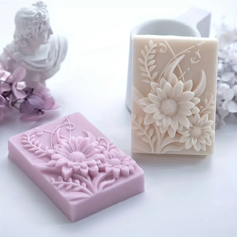 Candle Making Factory - 3D フラワースクエア石鹸シリコーン型長方形手作り香りキャンドル金型 DIY 手作りクラフト石鹸製作用型
