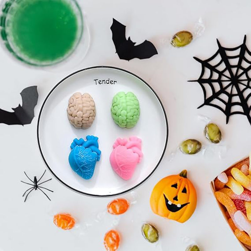 Candle Making Class - 人間の脳と心臓のシリコンモールド、石鹸作り用品、ハロウィン3D臓器の形、キャンドル、アイスキューブトレイ、チョコレート、ゼリー用