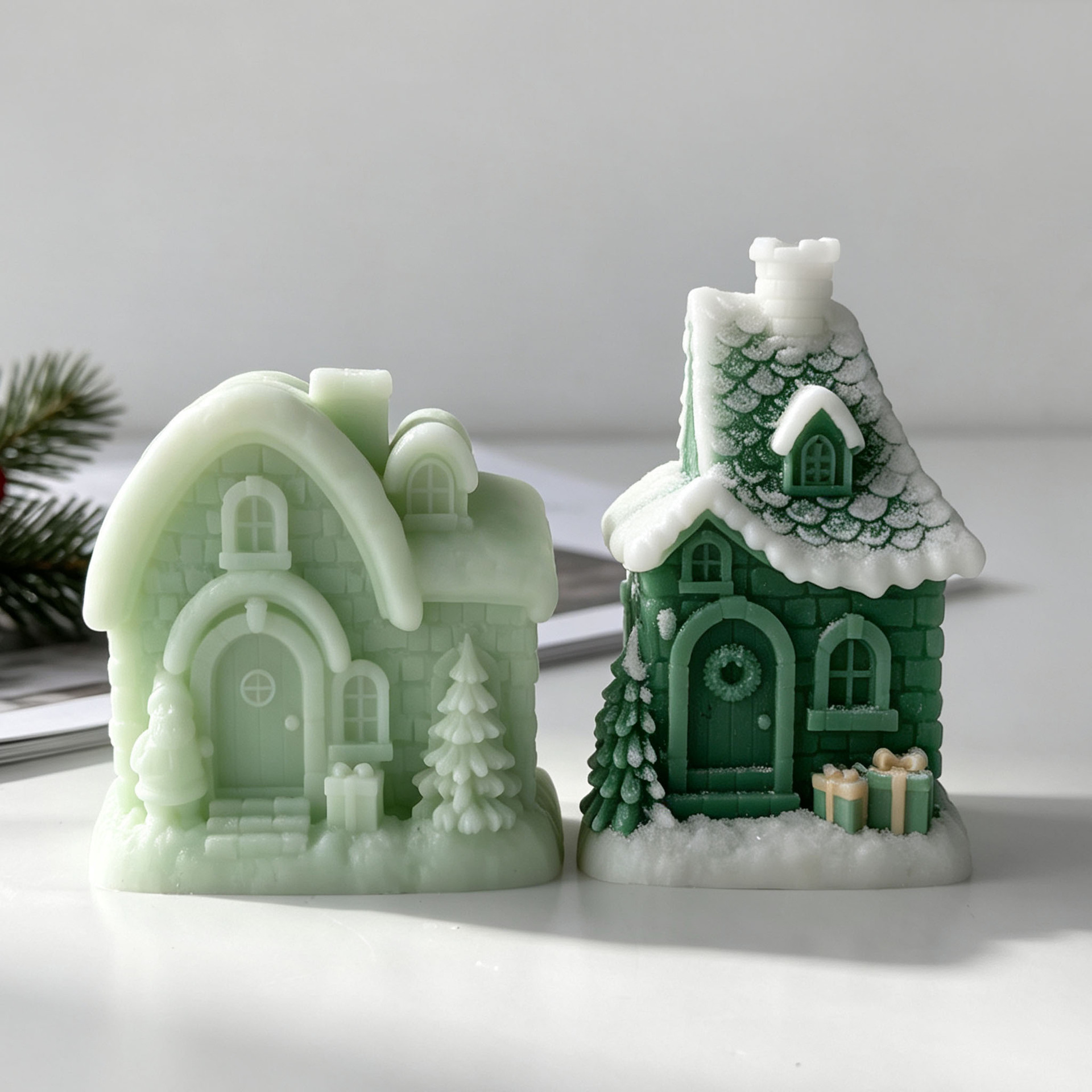 クリスマススノーハウスシリコンモールドクリスマスデコレーショ - Xmas Candle Making のレビューと価格