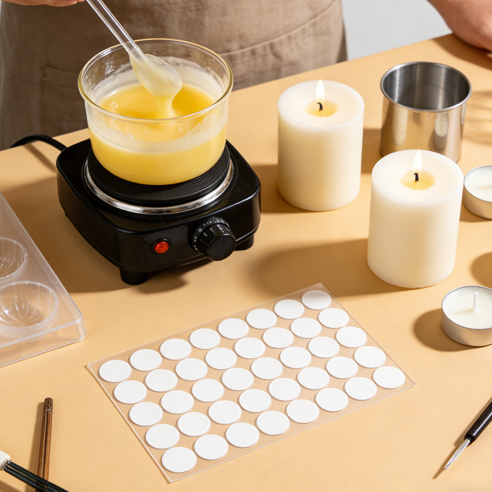 800枚入りキャンドル芯ステッカー 両面ドット 耐熱性 自己 - Adhesive Dot Wick のレビューと価格