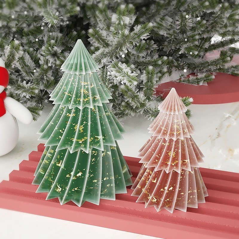 2サイズ展開 3Dプリーツクリスマスツリーシリコンモールド  - Xmas Candle Making のレビューと価格